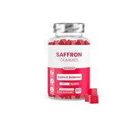 Saffron Gummies 1200mg - Saffron Supplement for Calm & Balance Support - with Saffron Extract (10:1), L-Theanine, Magnesium, Vitamin B6 & Vitamin D3 - Strawberry Flavour - 60 Vegan Gummies