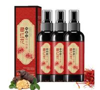 Saffron Hair Blackening Spray, Natural Plant Saffron and Polygonum Multiflorum Essence Spray, Damage Protection, Dryness and Frizz, Leaving Hair Shiny and Shiny, for Most of People (3 pcs)