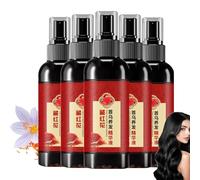 Saffron Hair Blackening Spray, Saffron Herbal Essence Hairspray, Black Hair Spray with Polygonum Multiflorum, Anti Lost Strengthen Hairs Root, Leave in Conditioner Spray for Men and Women (5PC)