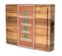 Saffron & Sage Large Wood Cutting Board - Thick 16 x 12 x 1.5 Inch Acacia Wooden Cutting Boards for Kitchen use with Deep Juice Groove, Reversible Chopping Board Doubles as a Big Charcuterie Board
