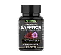 Saffron Supplement - 4:1 Saffron Extract + Vitamin B Complex | High Strength - 60 Vegan Capsules | 100% Pure Saffron, Non-GMO | By NutriMali