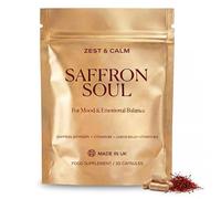 Saffron Supplement with Affron® - High Strength 3.5% Lepticrosalides® Extract - Mood, Stress & Relaxation Support with 300mg Lemon Balm, Vitamin B6 & B12 - 1 Month Supply by Zest & Calm