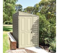 Store More Saffron Lean-To Vinyl Garden Shed with Foundation 4x8ft Cream