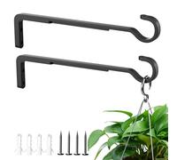 saffruff 25.4 cm (10 Inch) Hanging Basket Bracket: 2-Pack Heavy Duty Wall Plant Hangers for Garden Fence, Outdoor & Indoor, Black Metal Hooks for Lantern, Bird Feeder, Flower, Windchime