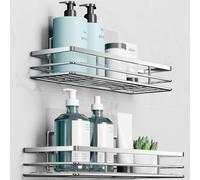 Saffruff Shower Caddy 2Pack No-Drilling Organiser Bathroom Caddy with Adhesive Silver 11.8 x 4.3”