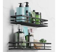 saffruff Shower Caddy Bathroom Shelf Organiser - Storage Rack Black 2Pack Bathroom Accessory Shower Holder with Adhesive 11.8 x 4.3in