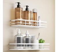 saffruff Shower Caddy Bathroom Shelf Organiser - Storage Rack White 2Pack Bathroom Accessory Shower Holder with Adhesive 11.8 x 4.3‘’ White