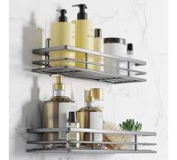 Saffruff Shower Caddy - No Drilling Storage Bathroom Caddy Rack Grey 2Pack with Adhesive 11.8 x 4.3in