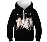 SAFGTXHTR Boys Girls Cat Hoodies 3D Animal Children's Hoodie Long Sleeve Toddler Hooded Lovely Clothes with Pocket for 6-15years 9-11Y