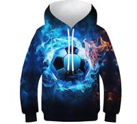 SAFGTXHTR Boys Girls Football Hoodies 3D Novelty Sport Long Sleeve Toddler Hooded Lovely Soccer Clothes with Pocket for 6-15years 8-10Y