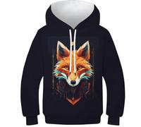 SAFGTXHTR Fox Sweatshirt 3D Novelty Animal Long Sleeve Hooded Jumper Lovely Wildlife Clothes with Pocket for 6-15years 12-14Y