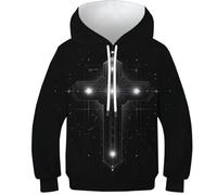 SAFGTXHTR Unisex Cross Hoodies 3D Novelty Long Sleeve Toddler Hooded Funny Jesus Clothes with Pocket for 6-15years 8-10Y