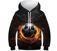 SAFGTXHTR Unisex Football Hoodies 3D Soccer Children's Hoodie Long Sleeve Hooded Jumper Lovely Sport Clothes with Pocket for 6-15years 6-7Y