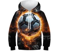 SAFGTXHTR Unisex Football Hoodies 3D Soccer Children's Hoodie Long Sleeve Kids Jumper Lovely Sport Clothes with Pocket for 6-15years13-15Y