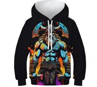 SAFGTXHTR Unisex Viking Hoodies 3D Novelty Legend Long Sleeve Kids Jumper Lovely Mythic Clothes with Pocket for 6-15years 7-9Y