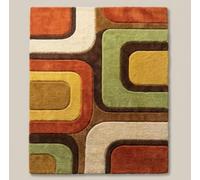 SAFIA CARPET AND RUGS Retro Wave Area Rug, Mustard Yellow, Green, Brown Swirl Pattern (Multicolour, 11 * 13)