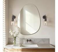 S'AFIELINA Asymmetrical Irregular Mirror, 55 x 75 cm Frameless Bathroom Mirror Over Sink, 4mm HD Shatter-Proof Wall Mirror for Guest Toilet, Hallway,Cloakroom,bedroom (Portrait & Landscape)