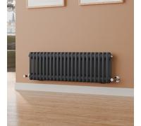 S'AFIELINA Column Radiator 300x1010mm Horizontal Tranditional Cast Iron Style Designer Radiator Double 2 Column Flat Panel Central Heating Dual Fuel Bathroom Radiator, Anthracite