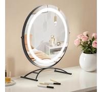 S'AFIELINA Hollywood Vanity Mirror 360°Rotation Dressing Table Makeup Mirror with Lights Round ф50cm Touch Screen Control, 3 Colors Dimmable Adjustable Brightness, Black
