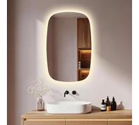 S'AFIELINA Oval LED Bathroom Mirror 70×45cm, Bathroom Mirror with LED Lights, 3 Color, Dimmable, Anti-Fog, Memory Function, Backlit Illuminated Wall Mounted Vanity Mirror