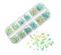 SAFIGLE 1 Box St Patrick's Day Nail Charms Box Green Glitter Confetti Flakes Nail Stickers for Holiday Manicure Textured Design Multi Occasion Festive Decor