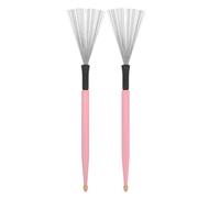 SAFIGLE 1 Pair Double Head Drum Brush Snare Drum Brushes Steel Wire Metal Drum Brushes Jazz Brushes Brush Drum Sticks Drum Wire Brushes Percussion Special Carbon Steel Pink