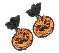 SAFIGLE 1 Pair Halloween Pumpkin Bat Earrings for Women Ethnic Inspired Statement Studs Unique Handmade Design for Festive Celebrations and Everyday Wear Durable Bead and Construction