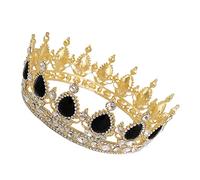 SAFIGLE 1 PC Elegant Baroque Bridal Hair Tiara with Rhinestones Lightweight Crystal Crown Headpiece for Weddings Prom and Special Occasions Black