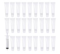 SAFIGLE 1 Set 15ml Clear Lip Gloss Tubes: Refillable Plastic Lip Balm Containers with Syringe - Empty Travel Sub Bottles - Soft Mini Toothpaste Travel Tubes