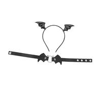 SAFIGLE 1 Set Bat Headband and Collar Decor - Ultimate Halloween Headband Set for Cosplay and Costume Parties - Includes Bat Wing Hair Hoop and Devil Ear Hair Hoop Leatherette