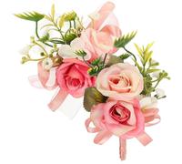 SAFIGLE 1 Set of Wrist Flowers and Corsages Lid Corsage Bracelet Peonies Artificial Flowers Wedding Wrist Corsage Merch Accessories Corset for Wrist Silk Pink