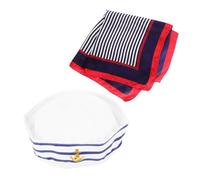 SAFIGLE 1 Set Sailor Captain Costume Hat Scarf Set Nautical Style Accessory for Parties Halloween Unisex Design for Men Women for Cosplay Sailing Events Set
