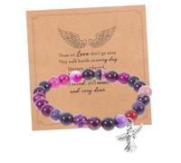 SAFIGLE 1 Set Stone Beaded Bracelet Set for Grieving Women Memorial with Card for Loss of Loved Ones Elastic Design for Comfort Elegance