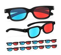 SAFIGLE 10 Pcs Lightweight Red Blue Lens Glasses for Adults Comfortable Frame with Nose Pads Compatible with Tvs Computer Monitors and Theater Screens for Movies and Games
