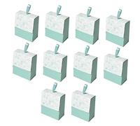 SAFIGLE 10 Pcs Portable Folding Paper Bags Wedding Favor Pouch Small Vintage Mint Floral Handheld Packaging for Party and Retail Use