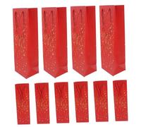 SAFIGLE 10 Pcs Red Paper Wine Carrier Bags with Handles Sturdy Single Bottle Gift Bags for Birthdays Christmas Weddings Parties Versatile Alcohol Present