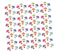 SAFIGLE 100pcs Colorful Printed Wooden Mushroom House Buttons Decorative Sewing Buckles for Clothing Hats Bags DIY Crafts with Design for Stable Attachment