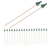 SAFIGLE 100pcs Disposable Bamboo Cocktail Picks Wood Skewers with Gingerbread Design Festive Decorative Fruit Fork for Holiday Parties Appetizers Drinks BBQ Gatherings Travel-Friendly and
