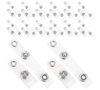 SAFIGLE 100pcs Plastic Badge Holder Clips with Metal Snap Button Round Hole, Sturdy PVC Badge Clips for Name Tags and Security Passes, for Offices and Schools