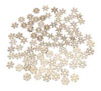 SAFIGLE 100pcs Wooden Snowflakes Ornaments, Assorted Patterns, DIY Craft Embellishments for Christmas Decorations, Beige Wood Cutouts