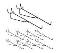 SAFIGLE 10pcs Black Wire Shelf Hooks for Pegboard with Heavy Duty Support and Non-Slip Surface, Space-Saving Iron Hooks 23x5.3x2.7cm Suitable for Market Stalls and Garage Organisation
