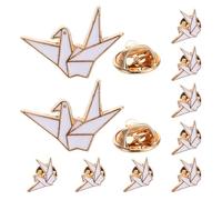 SAFIGLE 10pcs Cute Origami Crane Brooch Pins Lightweight Cartoon Badge for Women Secure Lapel Pins for Clothing Jewelry Decoration Meaningful Fashion Accessories