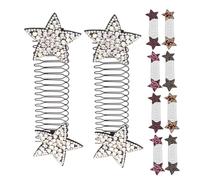 SAFIGLE 10pcs Invisible Hair Clips Comb Rhinestone Star Hair Finishing Fixer Combs Bun Maker Ponytail Bun Holder Updo Tools for Women Girls Hairstyle