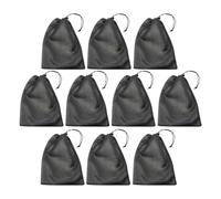 SAFIGLE 10pcs Large Black Mesh Drawstring Bags for Storage and Laundry, Multifunctional Polyester Storage Pouches Resistant to Wear and Tear, for Home and Gym Use