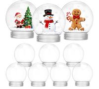 SAFIGLE 10pcs Plastic DIY Snow Globe Accessories 270ml Water Globes for Christmas Crafts Making Round Plastic Water for Xmas Decoration