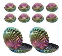 SAFIGLE 10pcs Shell Shaped Candy Boxes with Pearlescent Finish, Plastic Ocean Candy Holders with Lid for Beach Party Supplies and DIY Events, Elegant and Unique Seashell Design