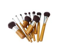 SAFIGLE 11pcs Makeup Brush Set with Bamboo Handles and Eco-friendly Linen Bag Nylon Hair Cosmetic Brushes for Face Eyes Lips and Cheeks Soft Powder Application Tools for Women