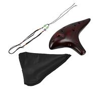 SAFIGLE 12 Holes Ocarina Portable Alto c Ocarina in Red Brown Mini Ceramic Musical Instrument for Beginners and Children Includes Neck Strap and Song Book