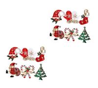 SAFIGLE 12 Pcs Christmas Brooch Golden Jewelry Brooch Round Suit Rose Headband Favor Beautiful Tape Foil Rear View Decoration Outdoor Decoration Piggy Decoration Tinsel Scarf Brooch Alloy