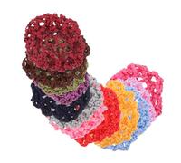 SAFIGLE 12pcs Bun Covers Hair Nets for Women Handmade Knit Mesh Net Headband Accessory for Dance Skating